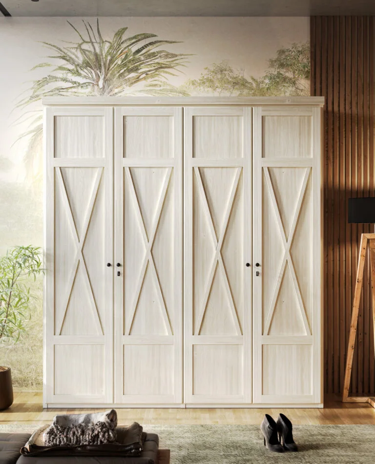 Armario de 4 puertas madera y friso Mediterráneo | GÉNOVA 69/02 – DORMITORIOS · Grupo Seys