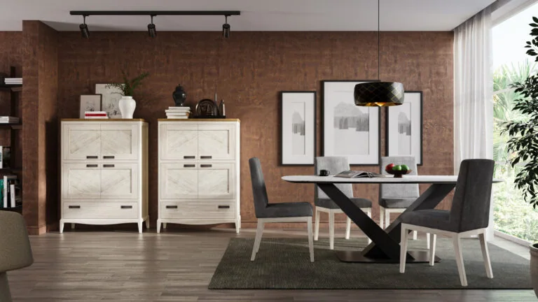 Vajillero Quebec | Mesa Lanzarote 200 | Silla Donna | QUEBEC 65/01 – COMEDORES · Grupo Seys