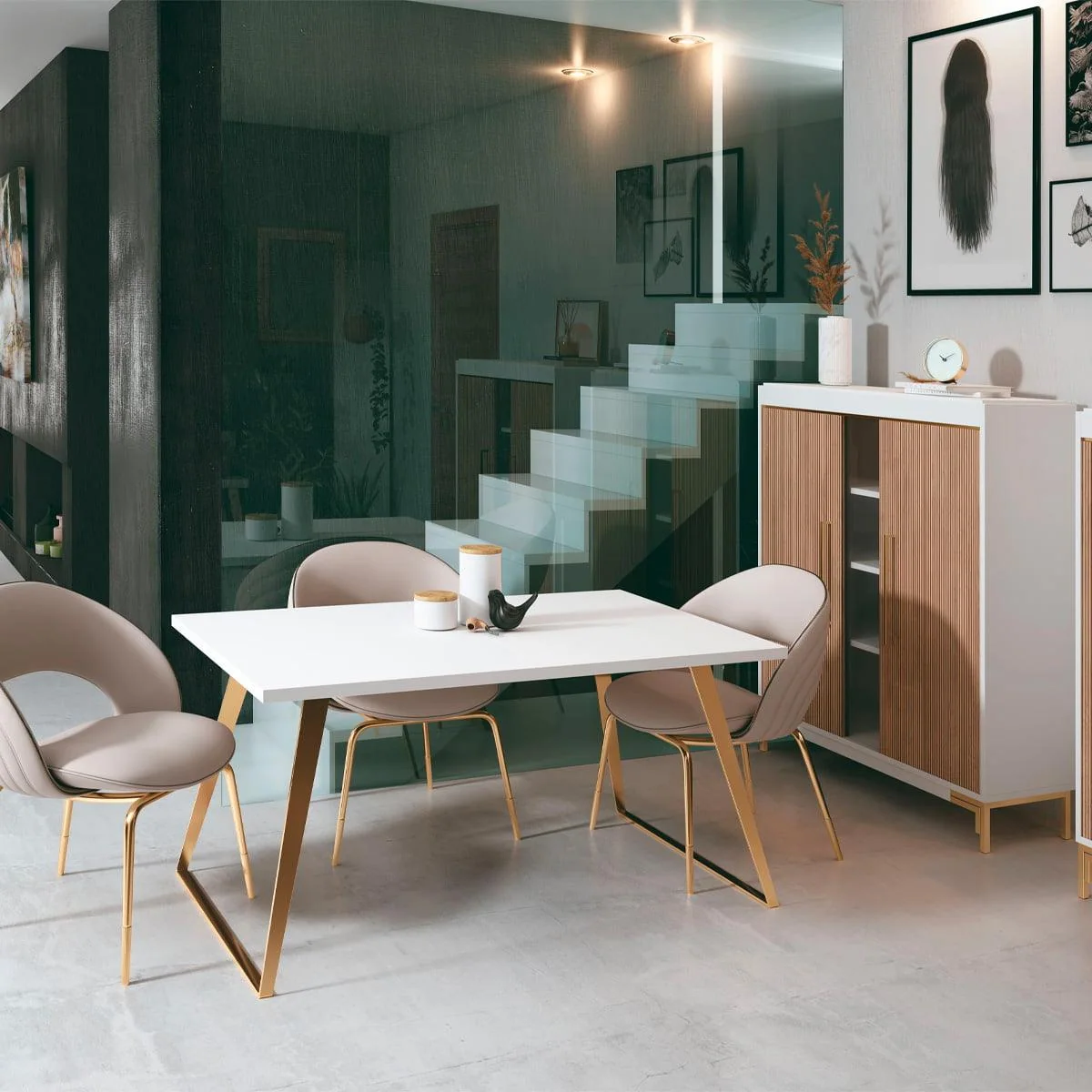 Ambiente de comedor con vitrina de Hogladih