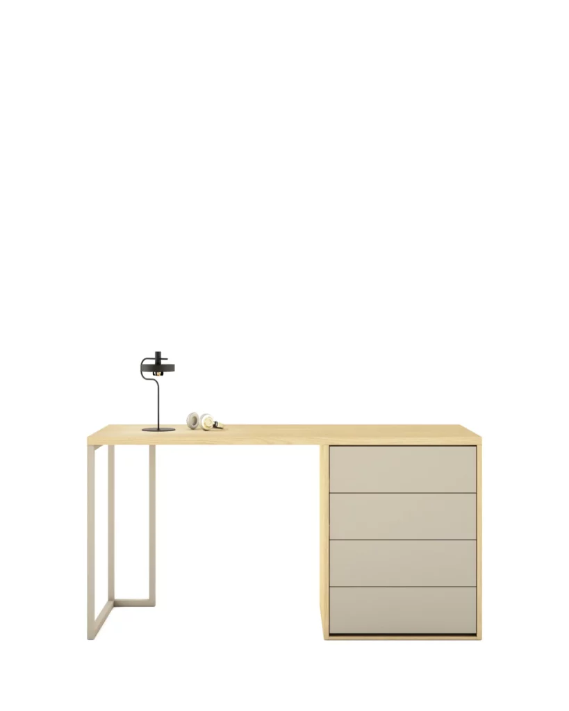 Escritorio - Zaya Derecho - con Patas Metalicas y 4 Cajones · Muebles Torga
