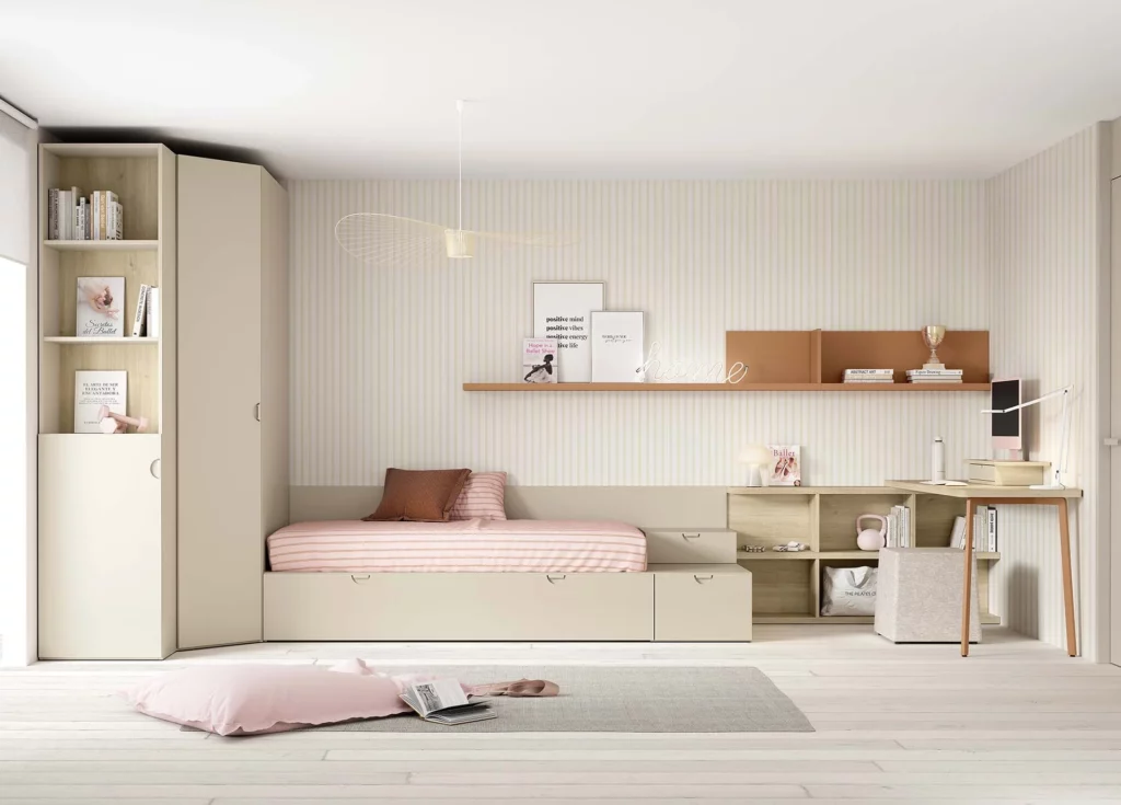 Cama block con cajones y cama extraíble · ROS