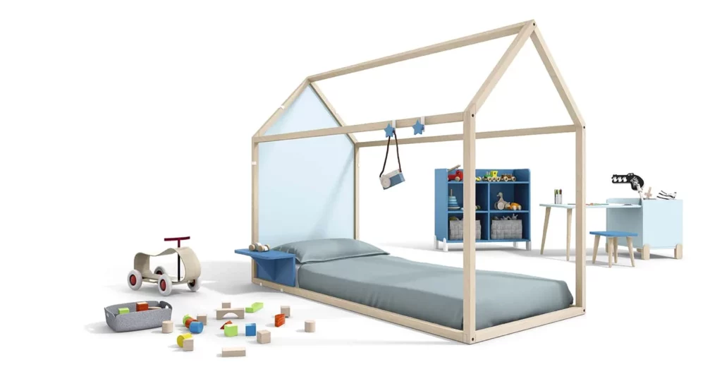 Cama casita con colgadores · ROS