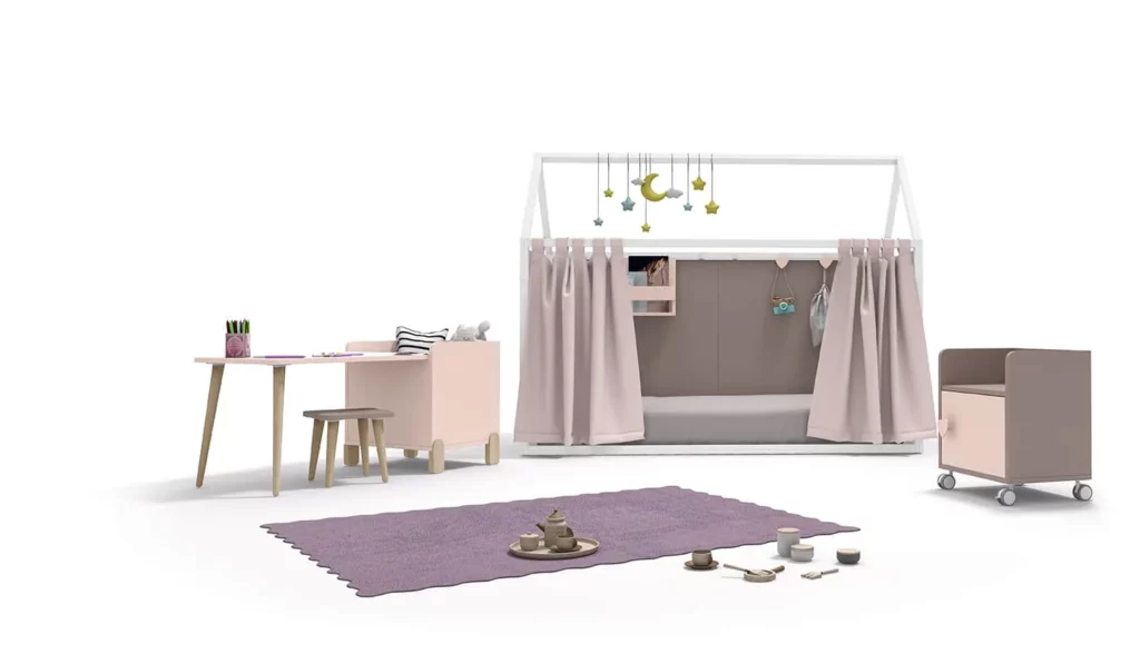 Cama casita con cortinas · ROS