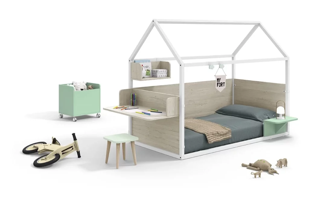 Cama casita con escritorio · ROS