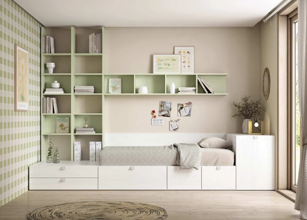 Cama juvenil con cajones · ROS