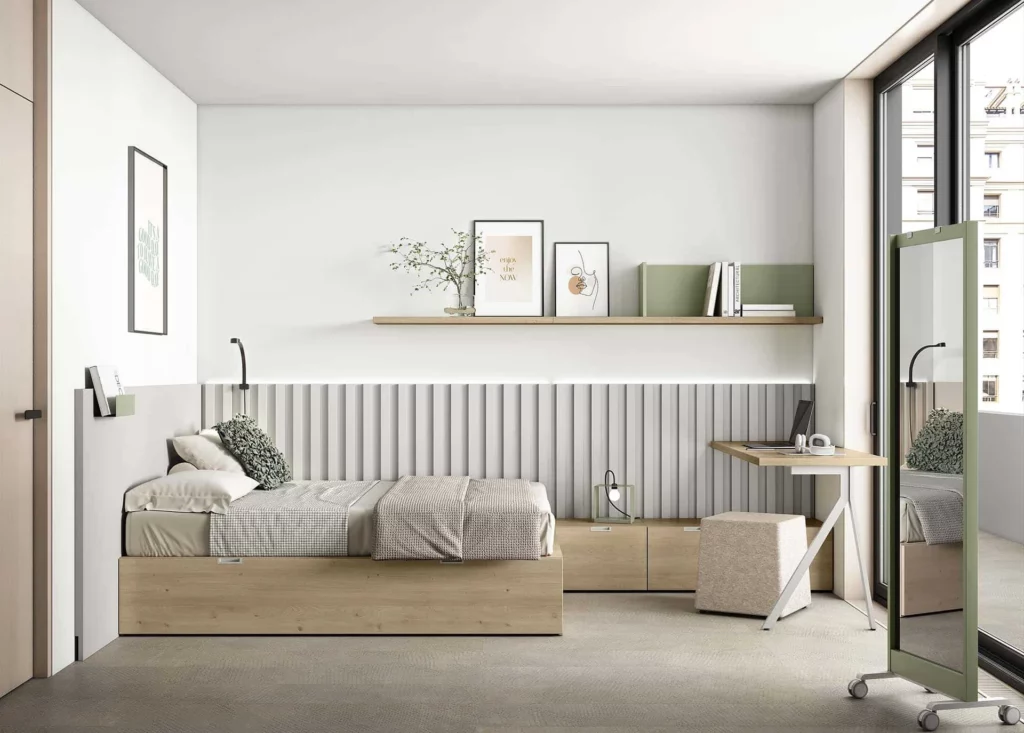 Cama modular con nuevo cabecero alistonado · ROS