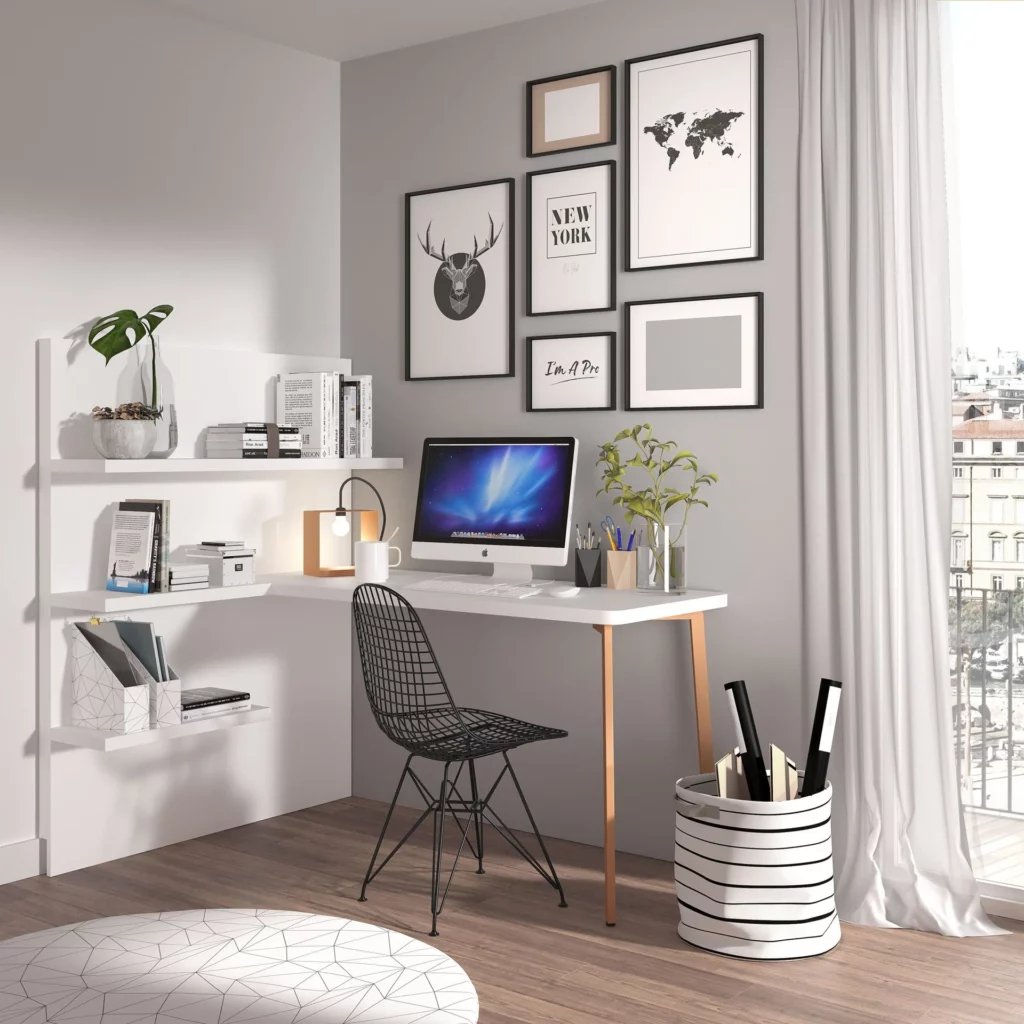 Escritorio para teletrabajar en el comedor · ROS